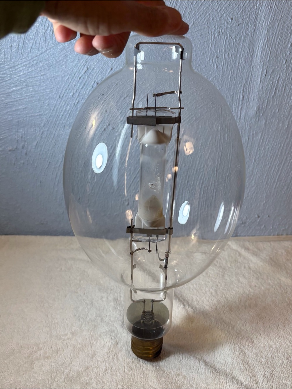 Clear Glass Decorative Lantern Bulb Accent - Clear 15”L, not tested Industrial